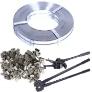 2 Roll/500M Heavy Duty Metal Strap+Clip&Tools for Strapping Pallet Timber Brick