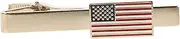 [DEARMAMY] Gold American Flag Tie Clip Set for Men Unique Tie Bar for Business Weddings