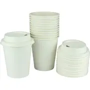 Earth Single Wall Coffee Cups with Sugar Cane Lids 250ml (Pack of 12)