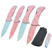 Pink Pocket Knife Color Pocket Knives Colorful Folding Camping Car Rescue Blade