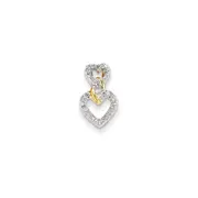 14k Diamond Double Heart Slide Pendant