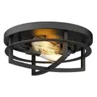 JAZAVA Flush Mount Ceiling Lights 2-Light Black Flush Mount w/Metal Shade Sturdy