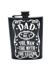 Liquor Hip Pocket Flask and Funnel, Engraved Dad The Legend Art Drinking Gift