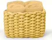 Daunex - Set of 4 Lavettes 30 x 30 cm - Mini Cotton Terry Guest Towel - Packed in Beautiful Woven Fabric Packaging - Ochre