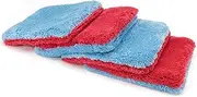 [Flat Out] Microfiber Car Wash Pad (9"x8") Blue/Gray - 4 Pack (Blue/Red)
