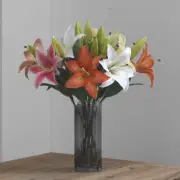 Artificial Lily with Two Heads - Lifelike Home Decor and Wedding Centerpieces