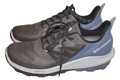 Salomon Mens 9.5 OUTpulse Gore-Tex Hiking Running Shoes Magnet/Bering Sea/Black