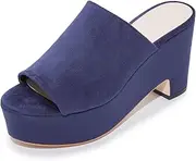 [Loeffler Randall] womens AMARA-VL Amara Platform Slide(velvet) Blue Size: