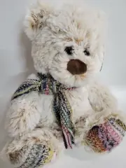 12" Light Brown Giving Soft Plush Teddy Bear At Home By Mirabeau Knit Scarf New