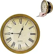 Copper Coloured Wall Mounted Retro Round Clock,Personalised Clock Safe,Hidden Clock Safe,Wall Mounted Decorative Clock,Hidden Safe with Compartments,Indoor Wall Hanging Clock,Creative Safe