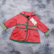 Oobi Kids Girls Jacket [3 Years] Coral Green Polka Dot Retro Pea Coat NEW