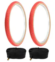 PRO+ BICYCLE TIRES 26 x 1.75 RED/GUM P104A COMP III SEMI-SLICK TREAD W/TUBES