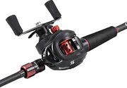 LLEIIshen 1.8-2.1m Casting Fishing Combo 4 Section Carbon Fibre Lure Fishing Rod and 12+1BB 7.2:1 Gear Ratio Max Drag 8kg Reel/1410