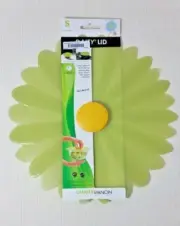 Charles Viancin Flexible Silicone Daisy 9 Inch Round Lid Green Yellow Handle
