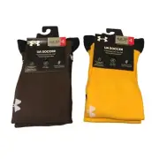 Under Armour Youth UA Soccer Over the Calf Socks Size 13.5-4.5 Set of 2 Brown Go
