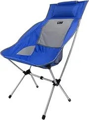 Outdoor Chair, Camping Chair, Backrest, Compact, Camping Chair, Ultra Lightweight, Foldable, Storage Bag Included, Easy to Carry, Load Capacity 396.6 lbs (180 kg) (Blue)