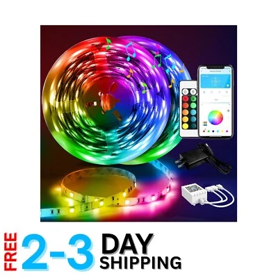 LED Strip Lights 100ft RGB Flexible Color Changing Smart Control for Party Home