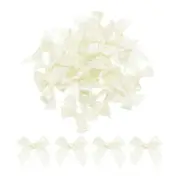20Pcs Mini Ribbon Bow 1.5" Mini Fabric Satin Ribbon Flower Bows Beige
