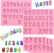 5 Pieces Small Letters Molds and Numbers Silicone Molds，0-9 Numbers, Uppercase and Lowercase Alphabet Baking Molds for Candy, Chocolate Covered Strawberries, Cake Decoration