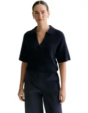 [Trenery] Alpaca Merino Blend Polo in Navy