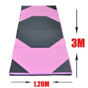 Super Large 300cm x 120cm Gymnastics Folding Gym Yoga Exercise Mat - Pink/Black