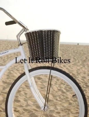 BICYCLE BLACK BASKET FAUX RATTAN WEAVE CRUISER CHOPPER COMFORT BIKES
