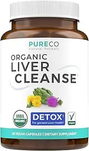 Organic Liver Cleanse Detox & Repair (Vegan, Non-GMO) Milk Thistle Extract (80% Silymarin), Dandelion Root, Artichoke Leaf, Yellow Dock - Liver Health Support Supplement - 60 Capsules (No Pills)
