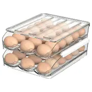 Large Capacity Refrigerator Egg Rack - 36 Egg Crisp Boxes for Refrigerator, Egg Storage Container O
