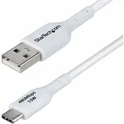StarTech.com 2m (6.6ft) USB-A to USB-C Charging Cable, Charge & Sync, 3A, USB 2.0, TPE Jacket - White USB Charging Cord - USB-A to USB-C Charging and