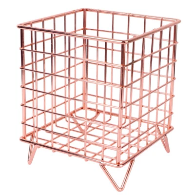 Metal Storage Basket Rose Gold Wire Mesh Desktop Basketstorage Baby Sundry Grid