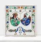 18" Square Coffee Table Top Multi Stone Mughal Floral Inlay Art Room Decors W716