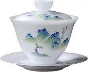 Fashion & Lifestyle Chinese Traditional Teaware Gaiwan 5.7oz/170ml Large Gaiwan, Porcelain Kung Fu Tea Cup and Saucer with Lid, Handmade Ceramic Teacups Sancai Tea Bowl Set