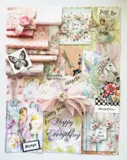 Shabby Chic Fabric, Paper & Ephemera Kit 30 Pieces Junk Journal Crafting #MK24