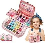 Toddler Makeup Kit | Washable Kids Play Makeup Kit for Girl - Real Make Up Set, Little Girls Makeup Kit with Mirrors for Kid Princess, Christmas Birthday Toys for Girl 7-14 Year Old