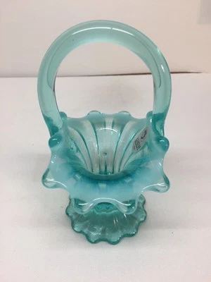 Fenton Art Glass Robins Egg Blue Mini Basket