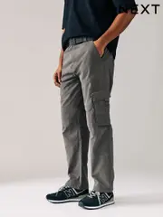 Charcoal Grey Belted Tech Cargo Trousers (C86019) | $47