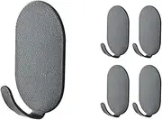 5 Packs Self Adhesive Hook, Heavy Duty Wall Hooks, Durable Strong Carbon Steel Nail Free Sticky Hanger Hooks,for Kitchen, Bathrooms, Home, Doors, Office, Closet (Grey)