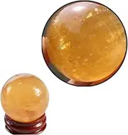 1Pcs 40mm Yellow Natural Citrine Quartz Crystal Sphere Ball Healing Gemstone