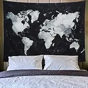 Lahasbja World Tapestry Map Tapestry Starry World Map Tapestry Apartment Essentials Black and White Tapestry Globe Galaxy Constellation Tapestry for Men Dorm Posters (M/51.2~59.1 Starry Map)
