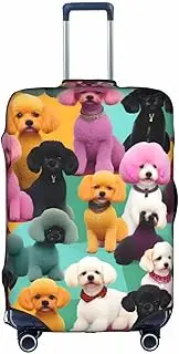 [pvinnk] Poodles Dogs Print Protective Luggage Cover Elastic Washable Suitcase Travel Gear Protector, White, Large