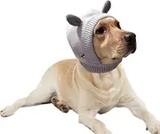 LERTREE Pet Knitted Hat Winter Warm Dog Beanie Balaclava Thermal Headwear with Cute Ears for Large Dog (Gray)