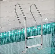 2/3 Step Swimming Pool Pedal Ladder,Heavy Duty Handrail,Stainless Steel Step,for Outdoor/Indoor Swimming Pools(Load Bearing 330ibs)(2 Step)