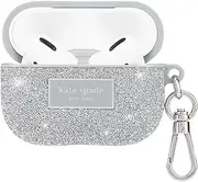 [Kate Spade New York] AirPods Pro Protective Case with Keychain Ring - Crystal Pave Silver, Compatible with AirPods Pro 2nd / 1st Generation