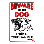 2x Tin Sign Beware Of The Dog Enter At Own Risk 20x30 Metal Rustic Vintage