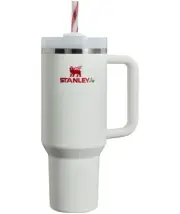 Stanley Mistletoe Twist Quencher 40oz. With Candy Cane Straw IN HAND SHIPS FAST