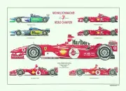 Michael Schumacher ltd.ed.art print - all his championship cars