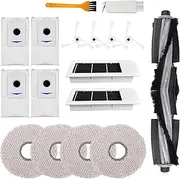 17pcs Replacement Accessories Set for Ecovacs Deebot X2/ X2 Omni / X2pro / DEX86 Vacuum Cleaner Spare Parts, 1 Main Brush, 4 Side Brush, 2 Hepa Filters, 4 Mop Pads, 4 Dust Bags, 2 Cleaning Brush
