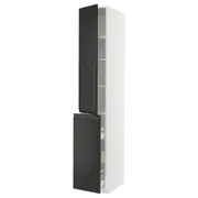 METOD / MAXIMERA hc w p-o func 3drw/1dr/2shlv, white/Upplöv matt anthracite, 40x60x240 cm