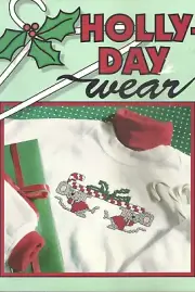 LEISURE ARTS HOLLY-DAY WEAR COUNTED CROSS STITCH LEAFLET VINTAGE