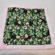 Handmade Fleece Baby Doll Blanket Camo Monkeys Print Theme Approx 24" Square